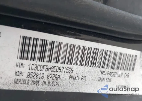 2014 Dodge Dart из США, поврежденный, VIN 1C3CDFBH9ED871569